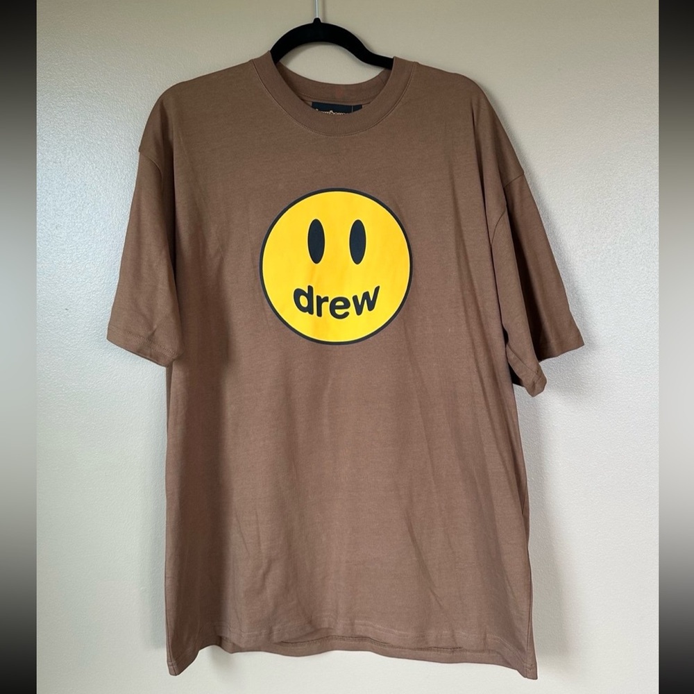 NEW Drew House Brown Smiley Tee - Medium
